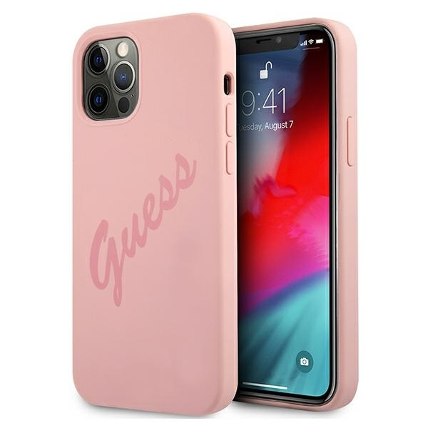 Case GUESS Apple iPhone 12 12 Pro Script Vintage Pink Hardcase