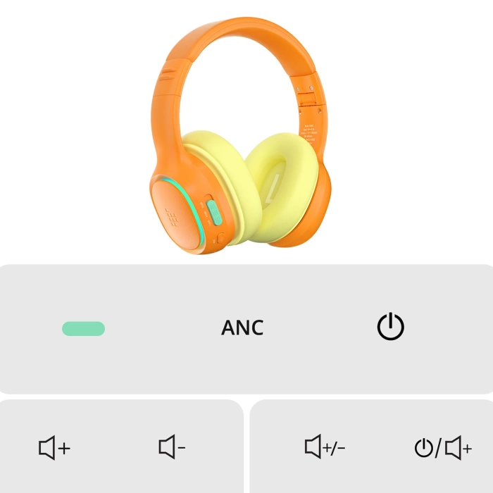 Tronsmart KH03 Wireless Headphones with ANC, for Kids, Safe - Orange