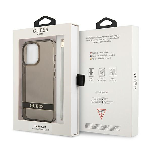 Case GUESS Apple iPhone 13 13 Pro Translucent Stap Black Hardcase
