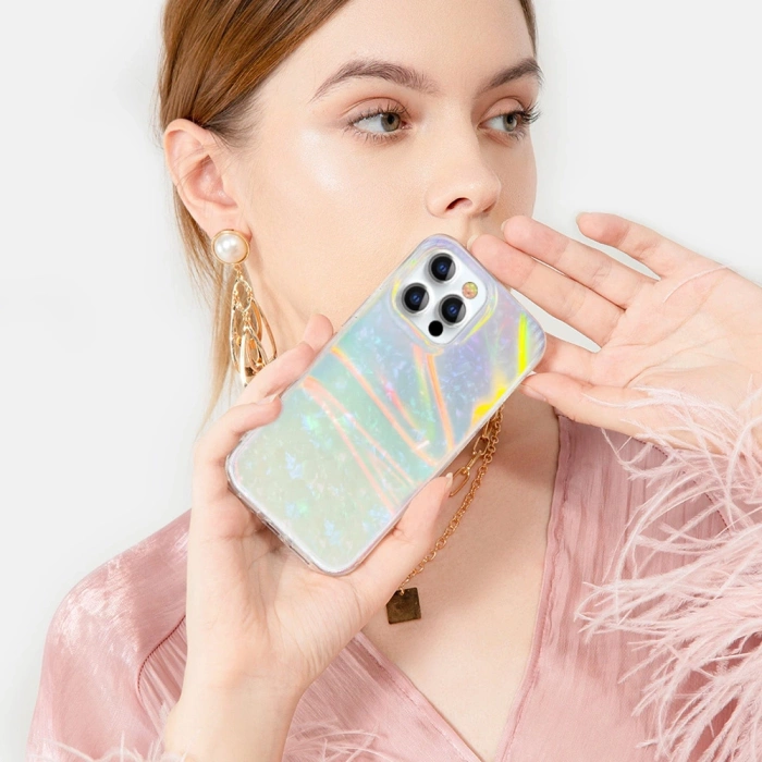 Kingxbar Shell Series Étui de téléphone élégant de luxe pour iPhone 13 Pro pearl-mint