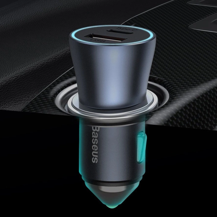 Baseus Golden Contactor Pro fast car charger USB Type C / USB 40 W Power Delivery 3.0 Quick Charge 4+ SCP FCP AFC + USB Type C cable - Lightning gray (TZCCJD-B0G)