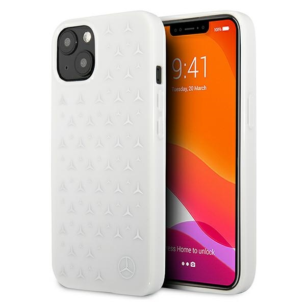 Pouzdro MERCEDES Apple iPhone 13 Silver Stars Pattern White Hardcase