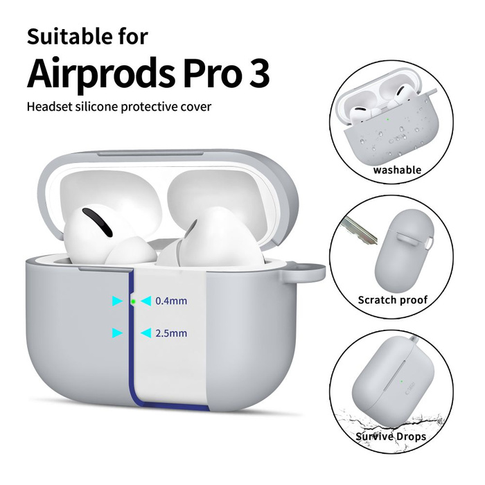 TECH-PROTECT SILICONE HOOK APPLE AIRPODS PRO 3 CRAYON GREY