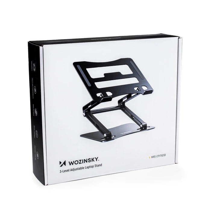 Laptop stand Wozinsky WRS-CPY75DSB aluminum + Free! smartphone stand - black