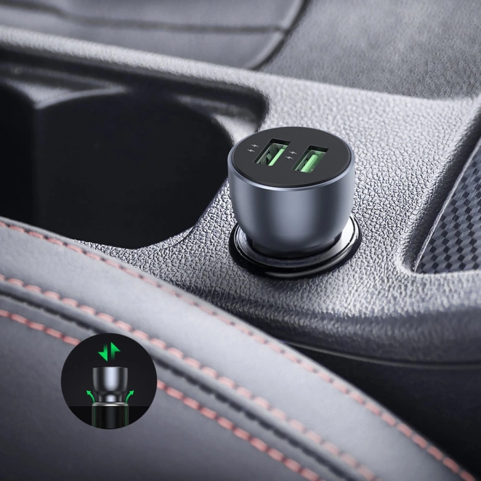 Ugreen fast charger car 2x USB 36W Quick Charge SCP FCP AFC grey (CD213 10144)