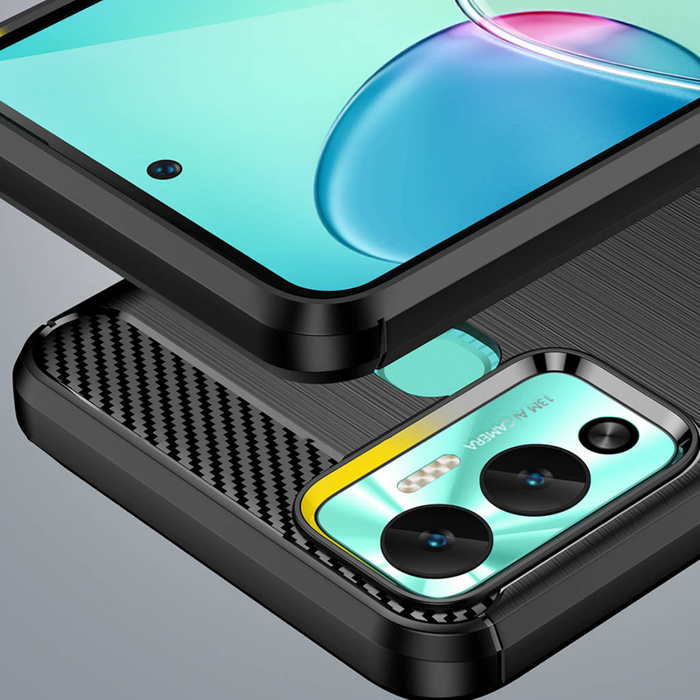 Custodia Carbon Case per Infinix Hot 12 Play NFC / Hot 12 Play cover in carbonio flessibile in silicone nero