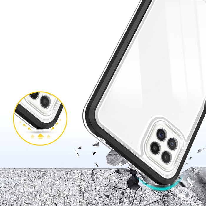 Clear 3in1 coque pour Samsung Galaxy A22 5G gel cover with frame noir