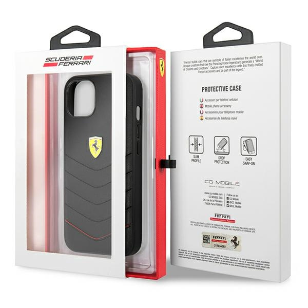 Pouzdro FERRARI Apple iPhone 13 Mini Off Track prošívané černé pevné pouzdro