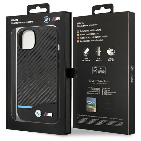 Cover BMW BMHCP13M22NBCK iPhone 13 6,1" nero/nero Pelle Carbonio
