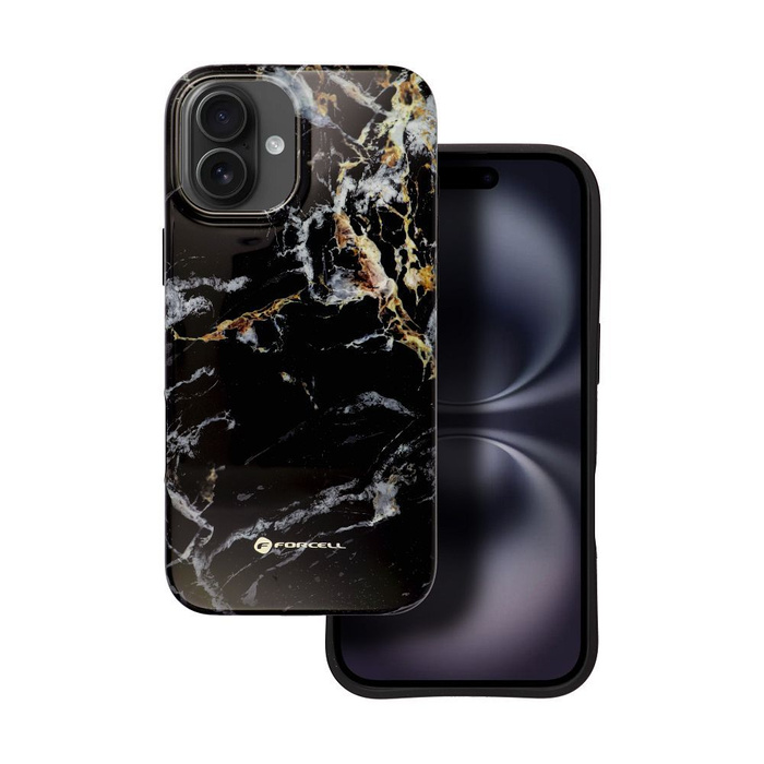 Etui na iPhone 16 PLUS Forcell F-Protect Mirage zgodny z MagSafe Military Drop-Test black marble