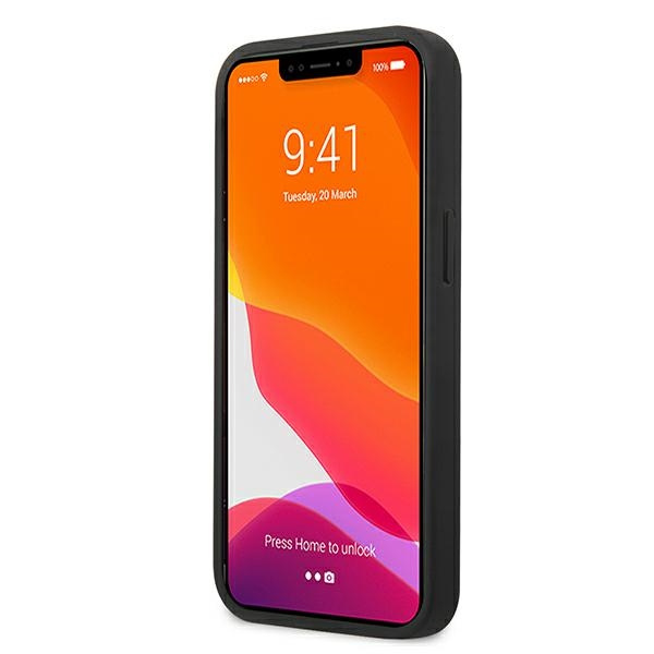 Hülle KARL LAGERFELD Apple iPhone 13 Mini Leder Ikonischer Karlskopf Metall Schwarz Hardcase