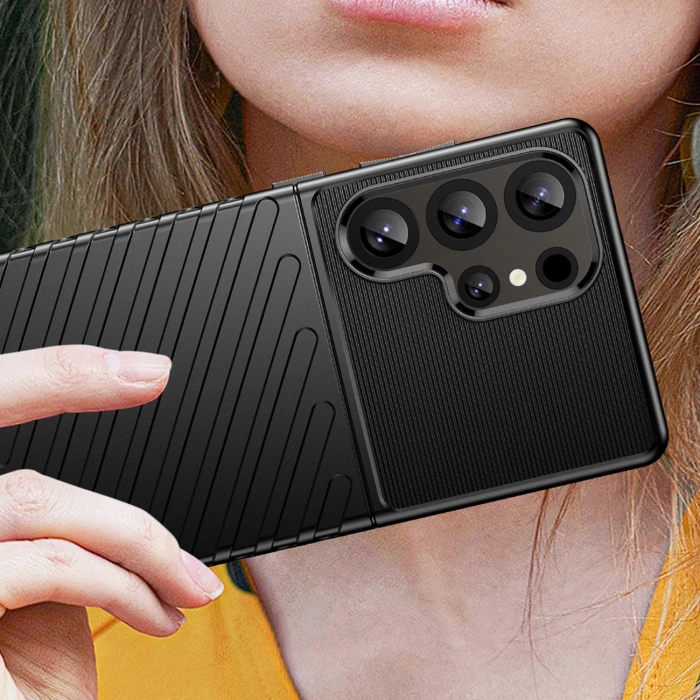 Thunder Case Hülle für Samsung Galaxy S25 Ultra Silikon Panzerhülle - Schwarz