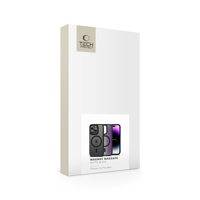 Telefontok Tech-protect Magszőnyeg MagSafe iPhone 15 Pro Max MATTE Fekete Case