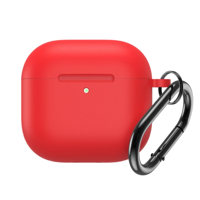 Silikonhülle für Airpods 4 mit Karabiner – rot