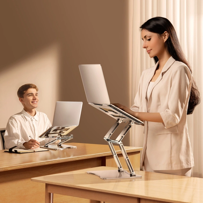 Wozinsky WRS-CPY75DSS Aluminium-Laptopständer + Gratis! Smartphone-Ständer – Silber