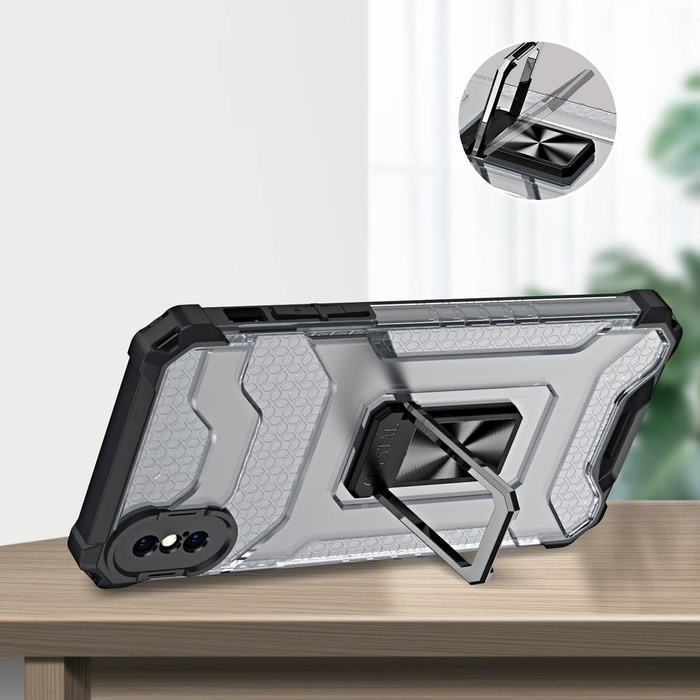 Crystal Ring Case robuste Kickstand TPU/PC Panzer Handyhülle Hard Case für iPhone XS Max blau