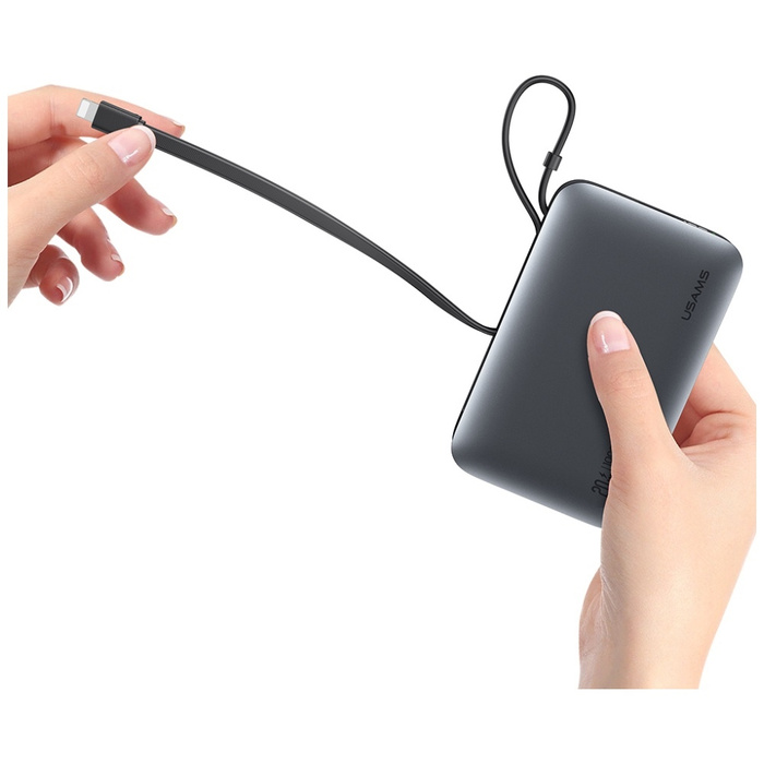 Powerbank USAMS XR Series CD228 10000mAh 20W + kabel USB-C/Lightning biały