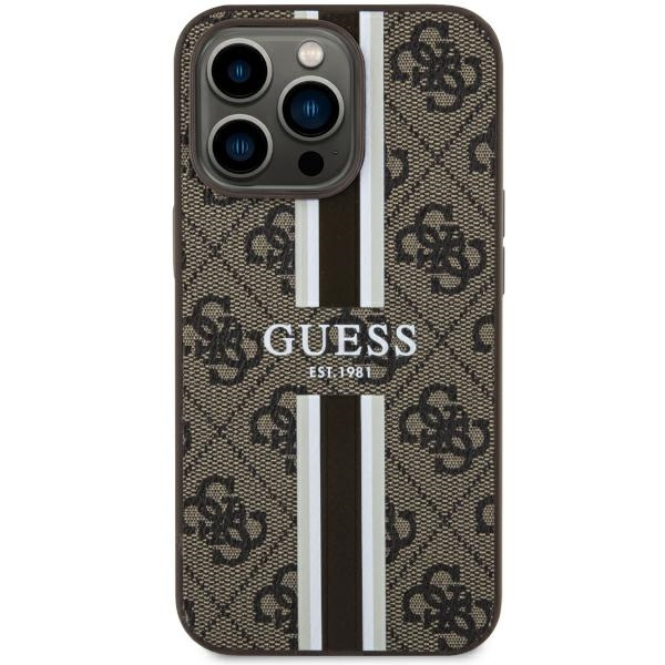 Case Guess GUHMP13LP4RPSW iPhone 13 Pro / 13 6.1" brown/brown hardcase 4G Printed Stripes MagSafe Case