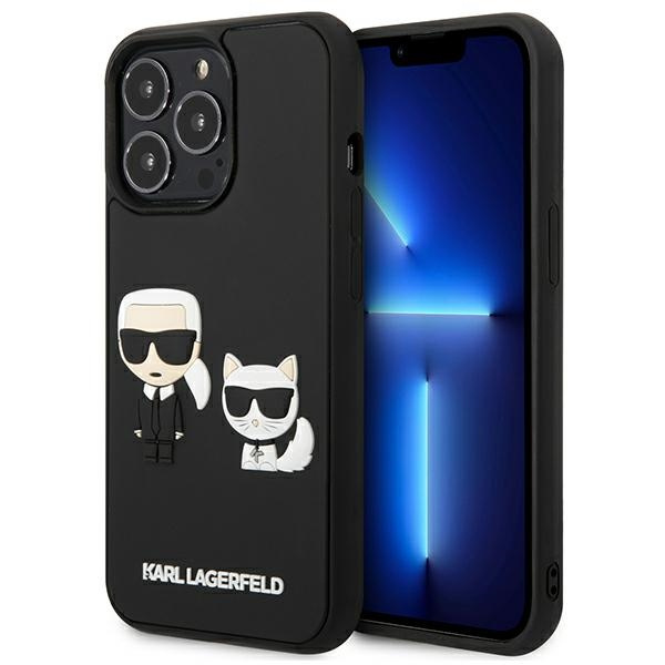 Hülle KARL LAGERFELD Apple iPhone 13 13 Pro Karl&amp;Choupette Ikonik 3D Schwarz Hartcase
