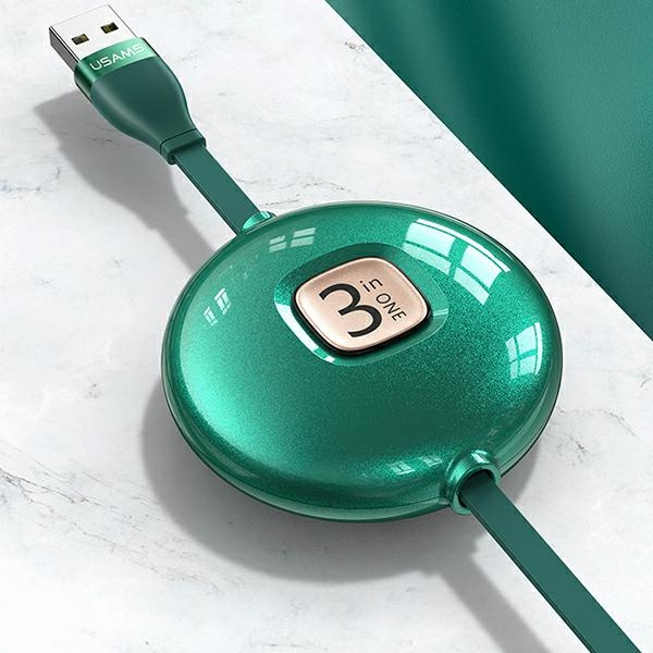 USAMS Cable U69 3in1 1m green/green (lightning/microUSB/USB-C) SJ508USB03 (US-SJ508)