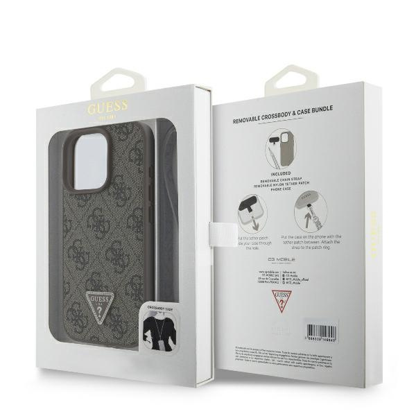 Etui Guess iPhone 16 Pro Max 6.9" brązowy/brown hardcase Leather Metal Logo Strass Crossbody