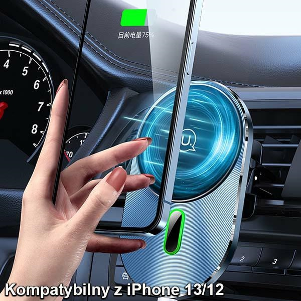 Ständer Magnetic Car Wireless Charging 15W Induktionshalterung für das Lüftungsgitter grau / grau CD170DZ01 (US-CD170)