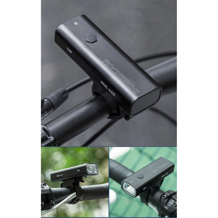 Rockbros 24310006001 luce anteriore per bicicletta 400 lm + cavo micro USB - USB-A - nero