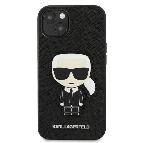 Cover KARL LAGERFELD Apple iPhone 13 Mini Saffiano Iconic Karl's Patch Nero Hardcase