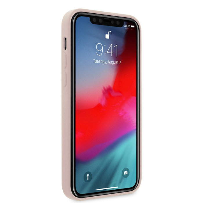 Telefontok GUESS Apple iPhone 12 Mini 5.4 szilikon háromszög logó GUHCP12SLSTMLP Rózsaszín keménytokban