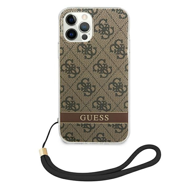 Guess GUOHCP12MH4STW iPhone 12/12 Pro brown/brown hardcase 4G Print Strap