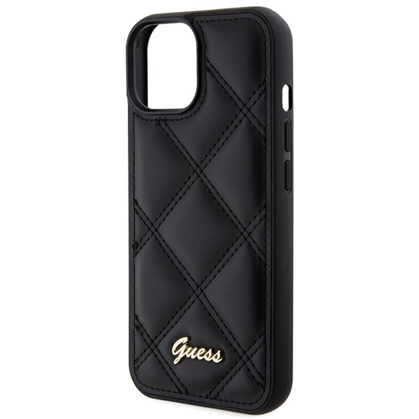 Etui Guess GUHCP15SPSQSQSK iPhone 15 6.1" czarny/black hardcase Quilted Metal Logo Case