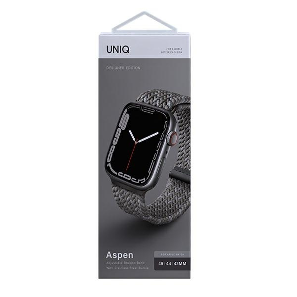 Uniq Aspen Apple Watch 44/42 / 45mm Trenzado DE gris / gris guijarro