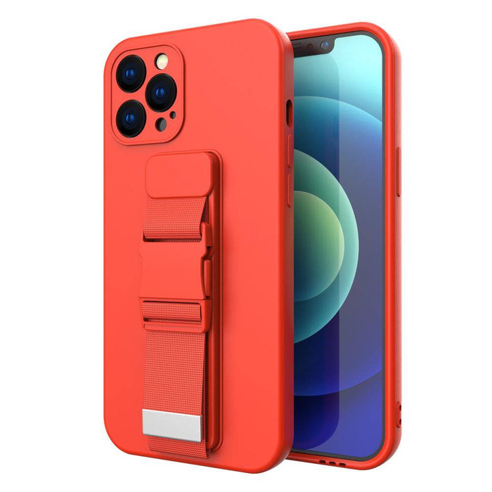 Custodia in gel TPU custodia in corda con cordino per Xiaomi Redmi Note 9 Pro / Redmi Note 9S rosso