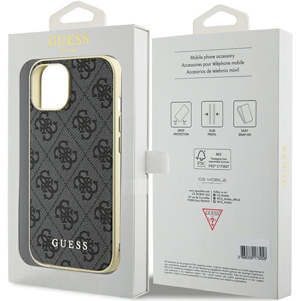 Guess GUHCP15SGF4GGR iPhone 15 6.1" gris/gris durocase 4G Charms Collection