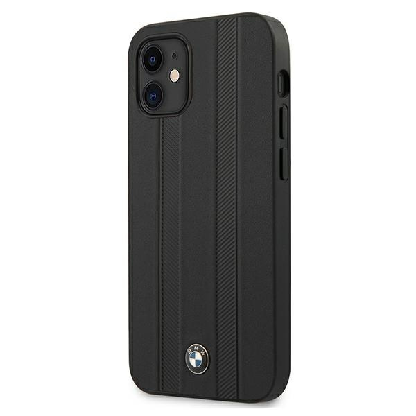 Puzdro BMW Apple iPhone 12 Mini Signature Sedadlo BMHCP12STTBK Čierny pevný kufor