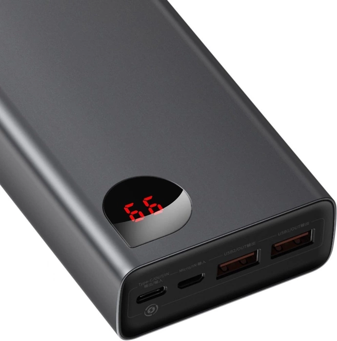 Baseus Adaman Powerbank 2x USB / 1x USB Typ C / 1x Micro USB 20000mAh 65W Quick Charge 4.0 Power Delivery Schwarz (PPIMDA-D01)