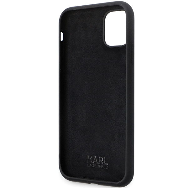 Etui Karl Lagerfeld KLHCN61SMHKNPK iPhone 11 / Xr 6.1" czarny/black Silicone Ikonik Metal Pin