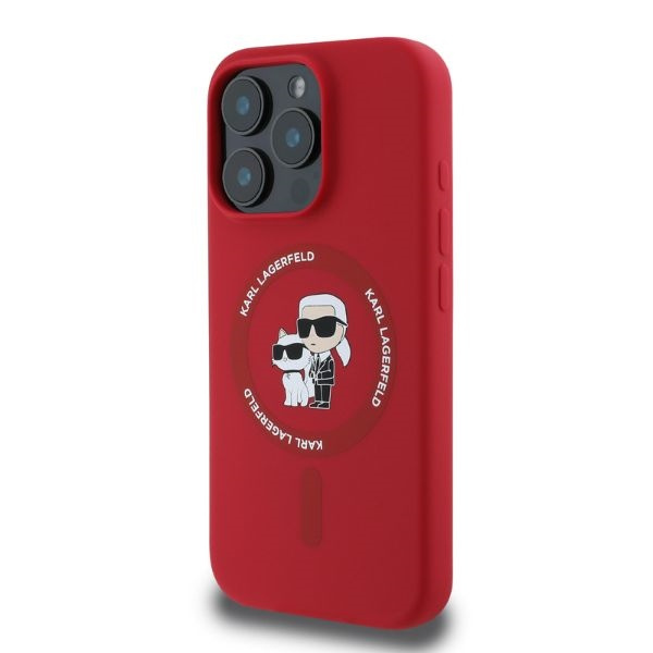 Etui Karl Lagerfeld iPhone 16 Pro Max czerwony/red HC MagSafe Silicone KC Heads Ring