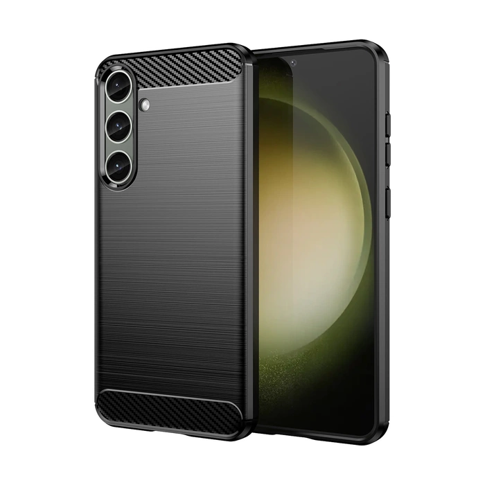 Pouzdro pro Carbon Case Samsung Galaxy S24+ flexibilní silikonový karbonový kryt - černý