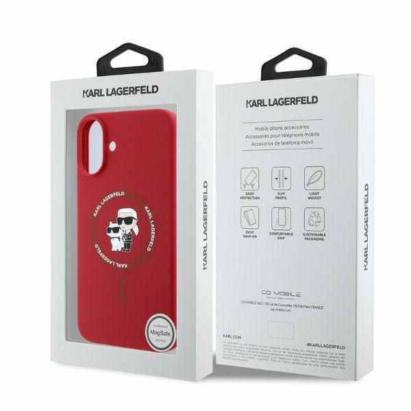 Etui Karl Lagerfeld iPhone 16 czerwony/red HC MagSafe Silicone KC Heads Ring