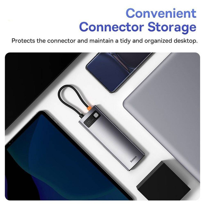 Baseus StarJoy HUB 6 puertos USB-C - 3x USB-A / 1x HDMI / 1x RJ45 / 1x USB-C PD gris