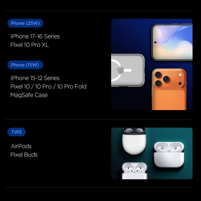 Spigen ESSENTIAL EF302MOQ Qi2.2 2IN1 MagNETIC MagSafe WIRELESS CHARGER BLACK