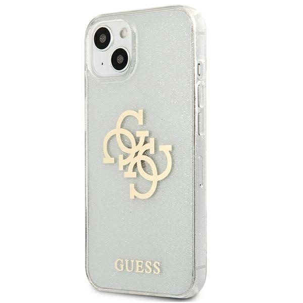 Pouzdro GUESS Apple iPhone 13 Mini Glitter 4G velké logo průhledné pevné pouzdro