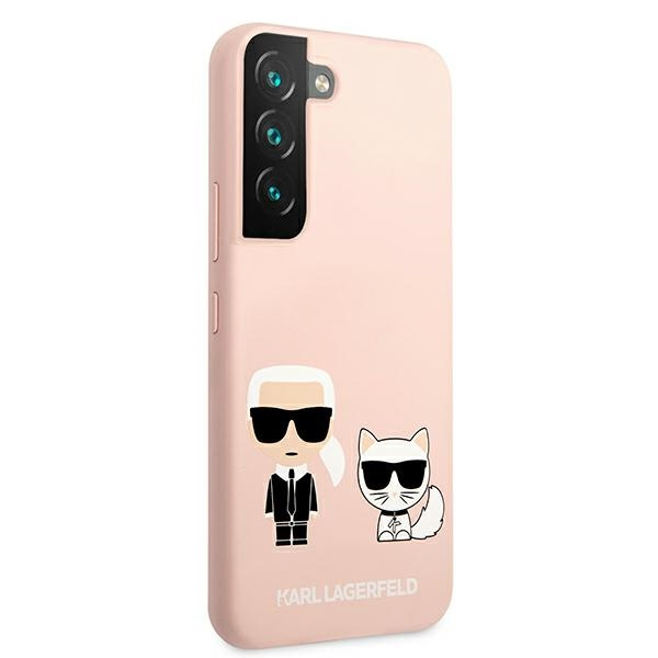 Coque KARL LAGERFELD Samsung Galaxy S22 Plus Silicone Ikonik Karl & Choupette Rose Durcase