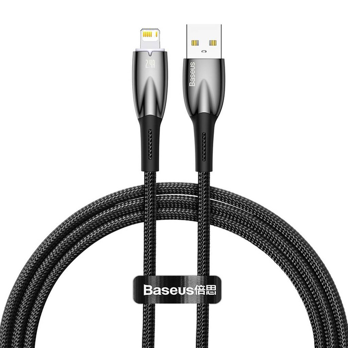 Baseus Glimmer Series kabel s rychlým nabíjením USB-C - Lightning 480Mbps 2,4A 1m černá