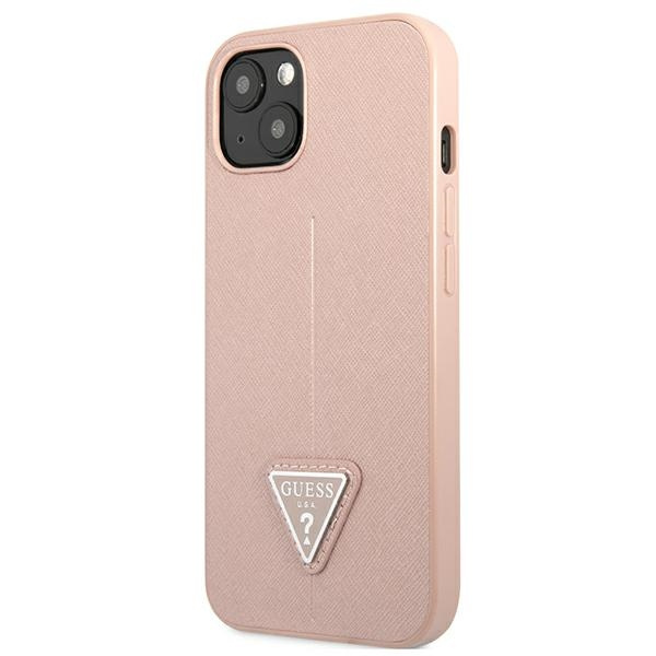 Case GUESS Apple iPhone 13 Mini Saffiano Triangle Logo Pink Hardcase