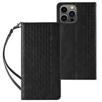 Magnet Strap Case obal iPhone 14 Pro flip cover wallet mini lanyard stand black