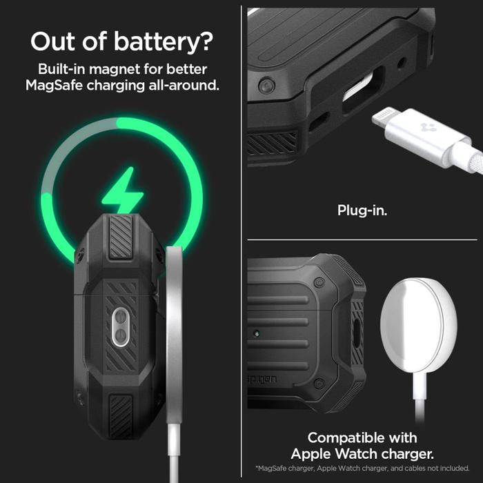 Obal Spigen Tough Armor Mag MagSafe Apple Airpods Pro 1 / 2 Black Case
