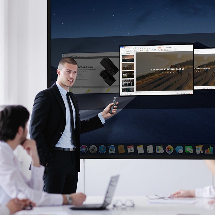 Multifunctional remote control Baseus Orange Dot for presentation, with laser pointer, without batteries (gray)