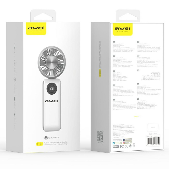 Wiatrak ręczny AWEI F39 Fast Ice biały